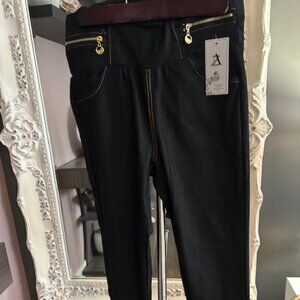 AZ Women's Zipper Detail Blue Jeans Leggings